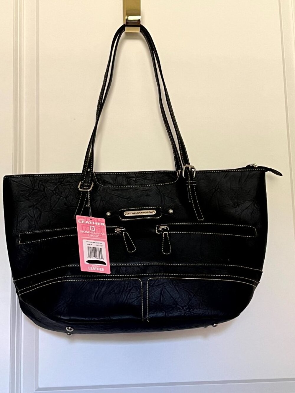 NWT Stone Mountain Leather Black Organizer Bag